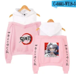 Sweat à Épaules Dénudées Demon Slayer Kimetsu Rose