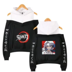 Sweat à Épaules Dénudées Demon Slayer Kimetsu Noir