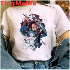 T-Shirt Demon Slayer Féminin Tanjiro Se Défendant