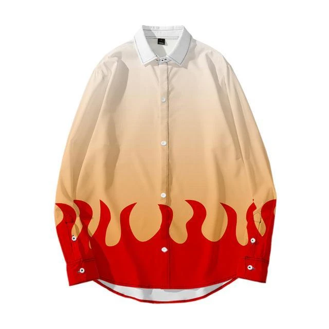 Chemise Demon Slayer Rengoku Manches Longues 1 Chemise Demon Slayer Rengoku Manches Longues