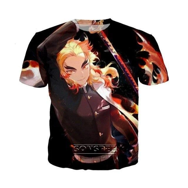T-Shirt Demon Slayer Kyojuro Kimetsu 1 T-Shirt Demon Slayer Kyojuro Kimetsu