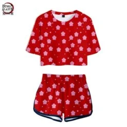 Crop Top Demon Slayer Makomo Pattern Kimetsu No Yaiba Merch